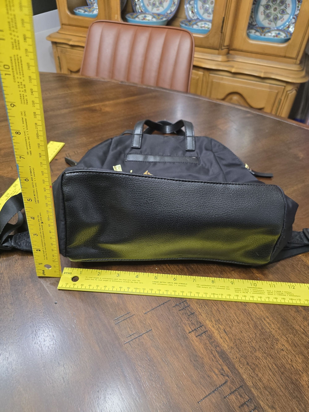 Black Women's Backpack with Gold Hardware - Picture 2 of 12